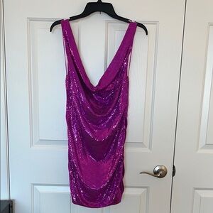 Urban Outfitters Purple Ruched Sequin Bodycon Dress